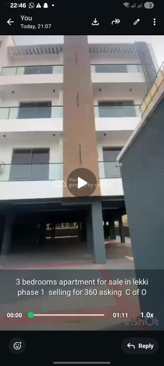3 Bedrooms Apartment, Lekki Lagos, Lekki Phase 1, Lekki, Lagos, Flat / Apartment for Sale