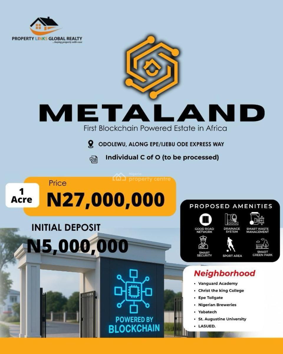 Land with Individual C of O, Metaland Estate Located at Odolewu Along Ijebu-ode Expressway, Epe, Lagos, Residential Land for Sale
