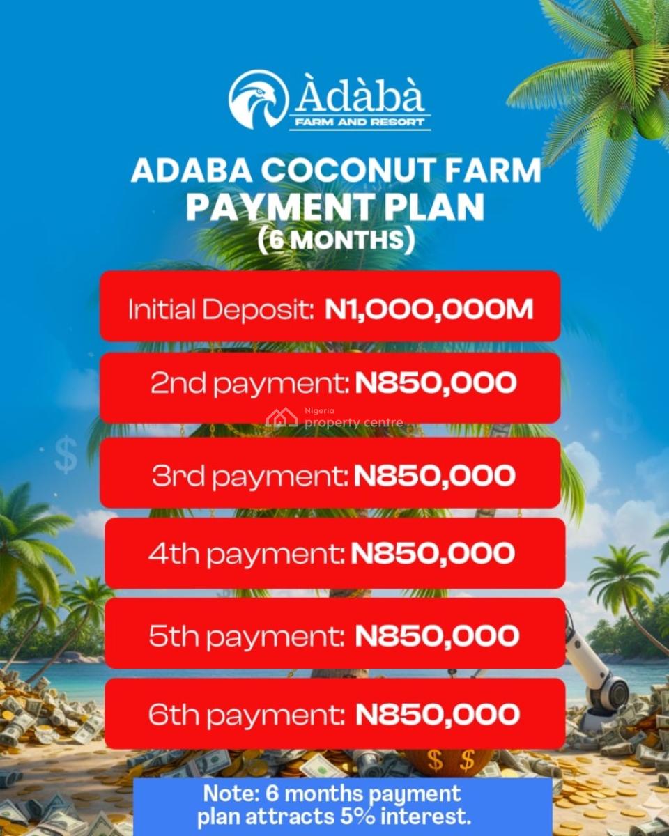 Most Affordable Acre of Coconut Farmland with Amazing Neighborhood, ÀdÀbÀ Coconut Farm & Resort, Obafemi Owode, Ogun, Commercial Land for Sale