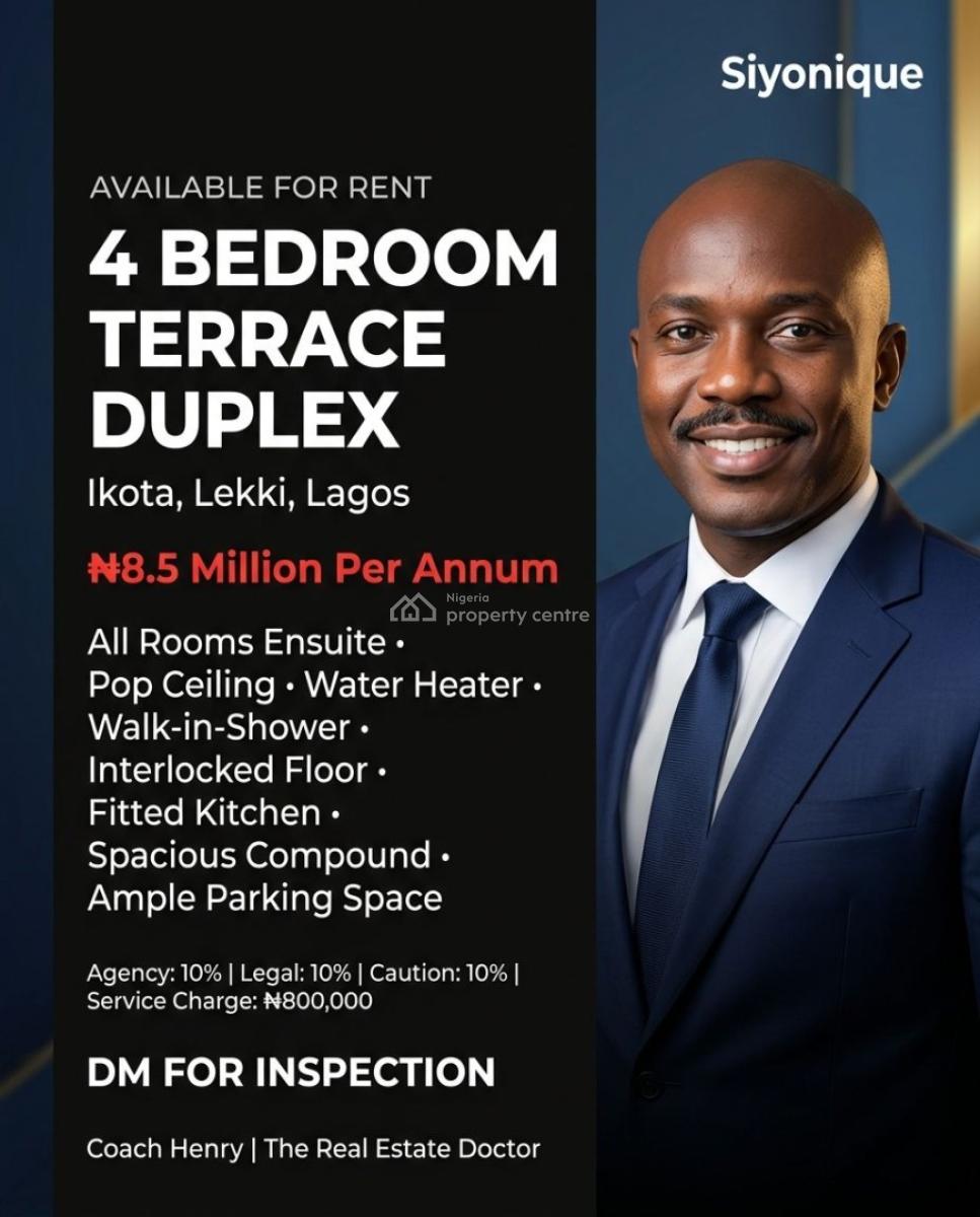 Luxury 4 Bed Terrace Duplex, Ikota, Lekki, Lagos, Terraced Duplex for Rent