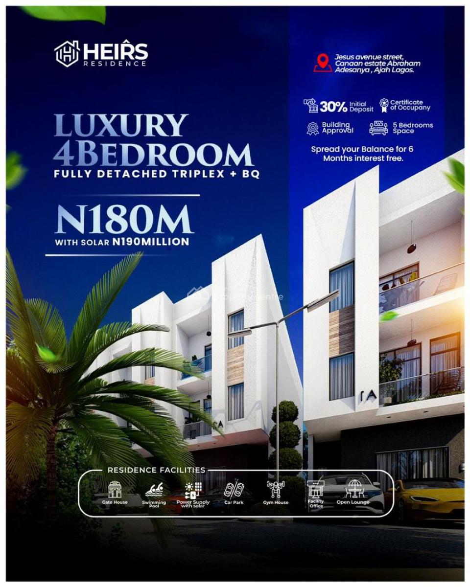 Secure Your Dream Home at Heirs Residence 100% Value for Money, Canaan Estate By Dkk, Abraham Adesanya., Lekki Expressway, Lekki, Lagos, House for Sale