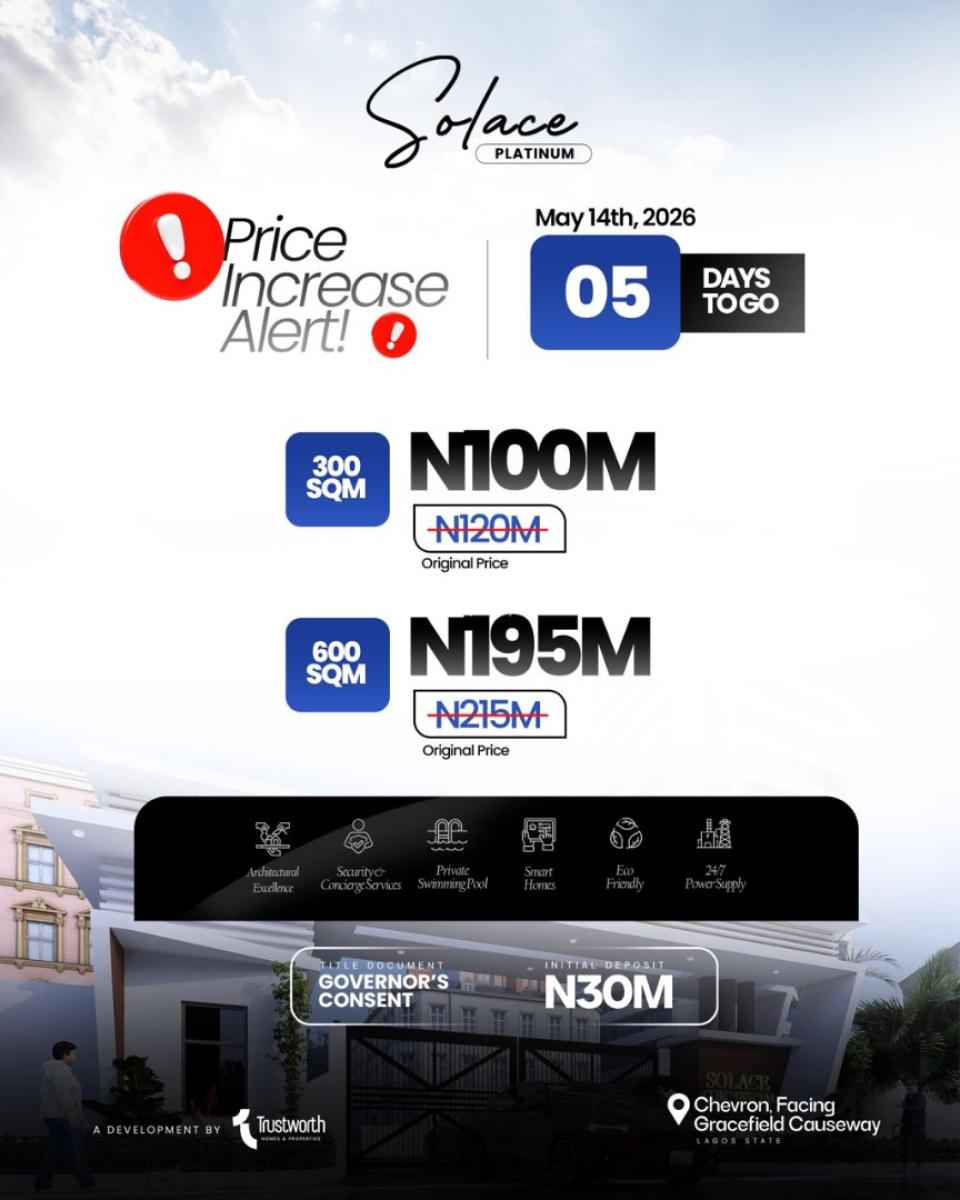 Solace Platinum, Chevron, Lekki, Lagos, Residential Land for Sale
