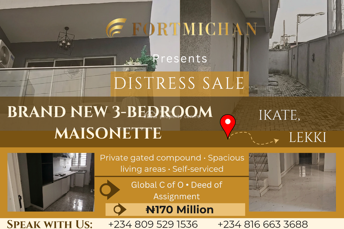 Distress: Brand New 3-bedroom Maisonette in a Private Compound, Ikate, Lekki, Lagos, Semi-detached Duplex for Sale