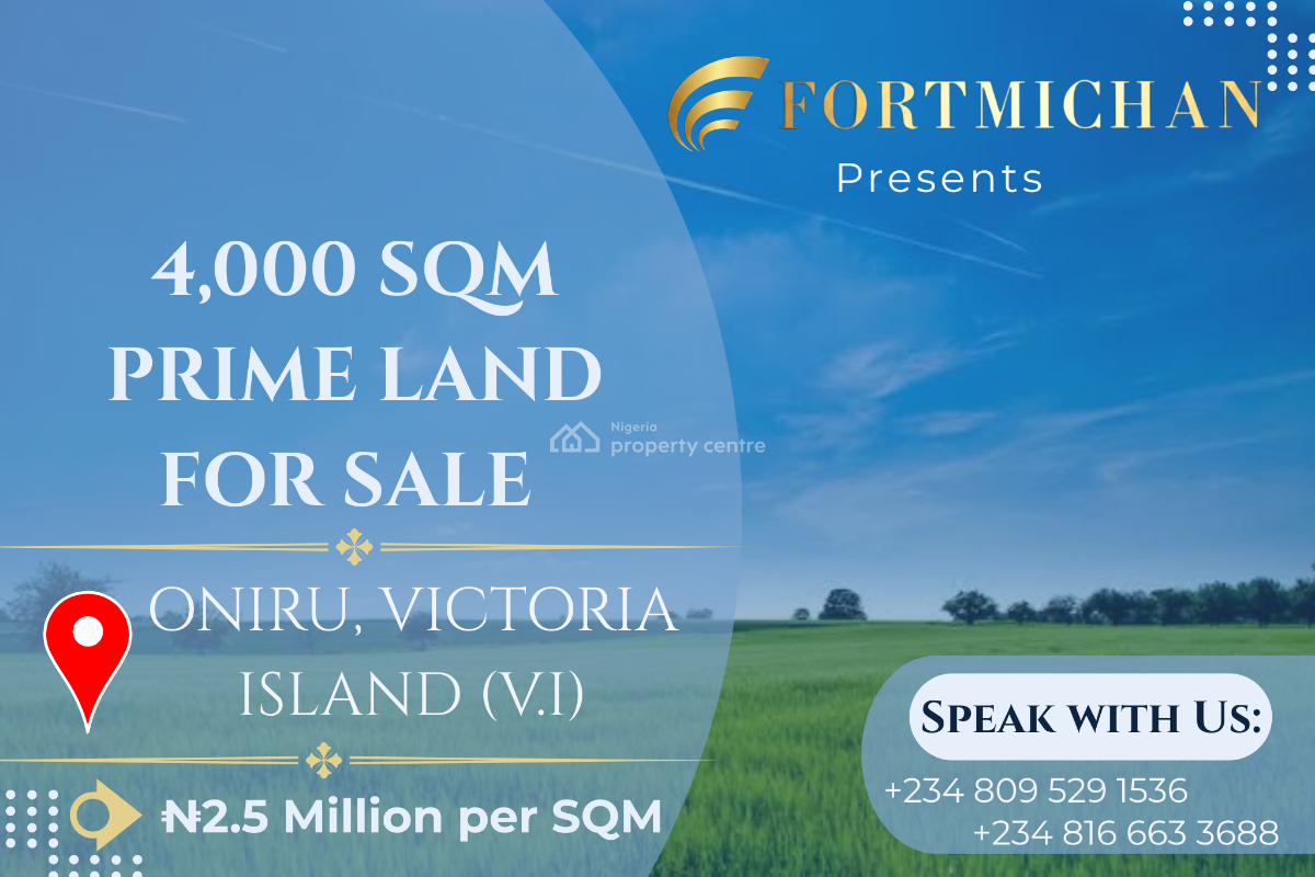 4,000 Sqm Prime Land, Oniru Road, Victoria Island (vi), Lagos, Land for Sale