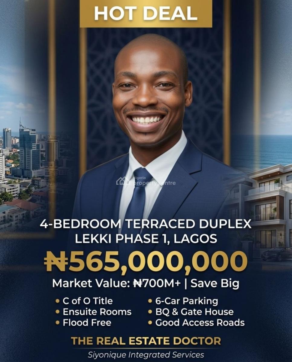 This Well-capacious 4-bedroom Private Terraced Duplex with Bq and Gate, Lekki Phase 1, Lekki, Lagos, Terraced Duplex for Sale