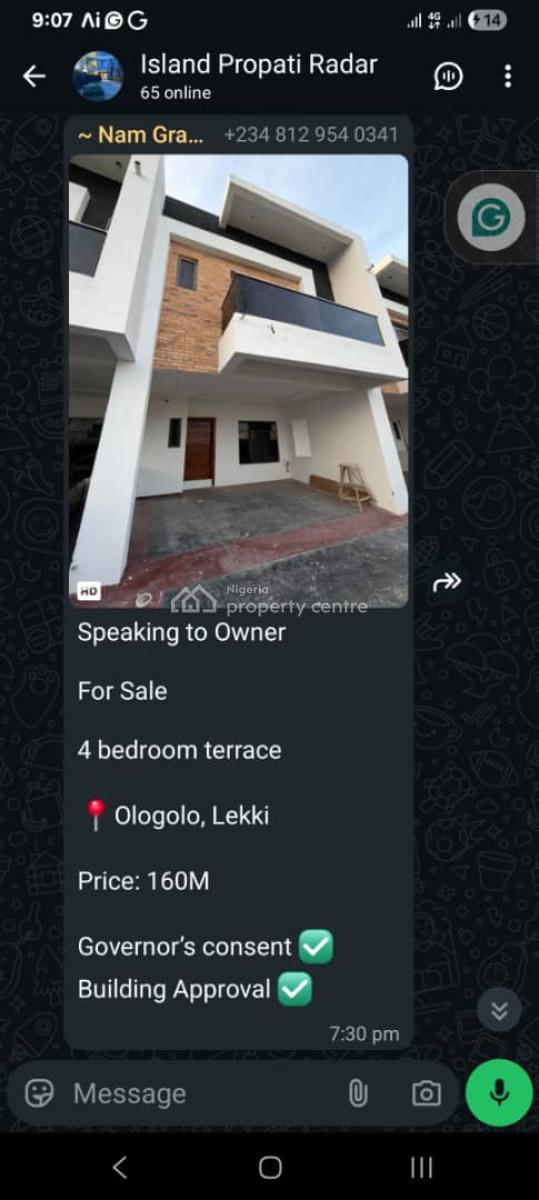 Newly Built 4 Bedroom Terrace Duplex in a Prime Location, Ologolo, Lekki, Lagos, Terraced Duplex for Sale
