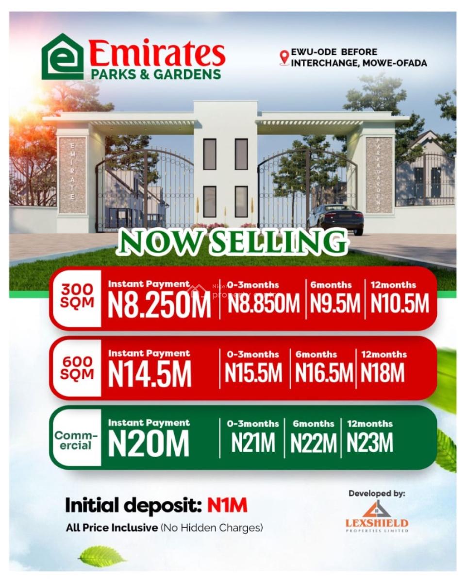 Build Your Dream Home in a Fast-growing Luxury Estate at Mowe-ofada, Emirate Parks and Garden Estate,before Interchange, Mowe Ofada, Ogun, Mixed-use Land for Sale