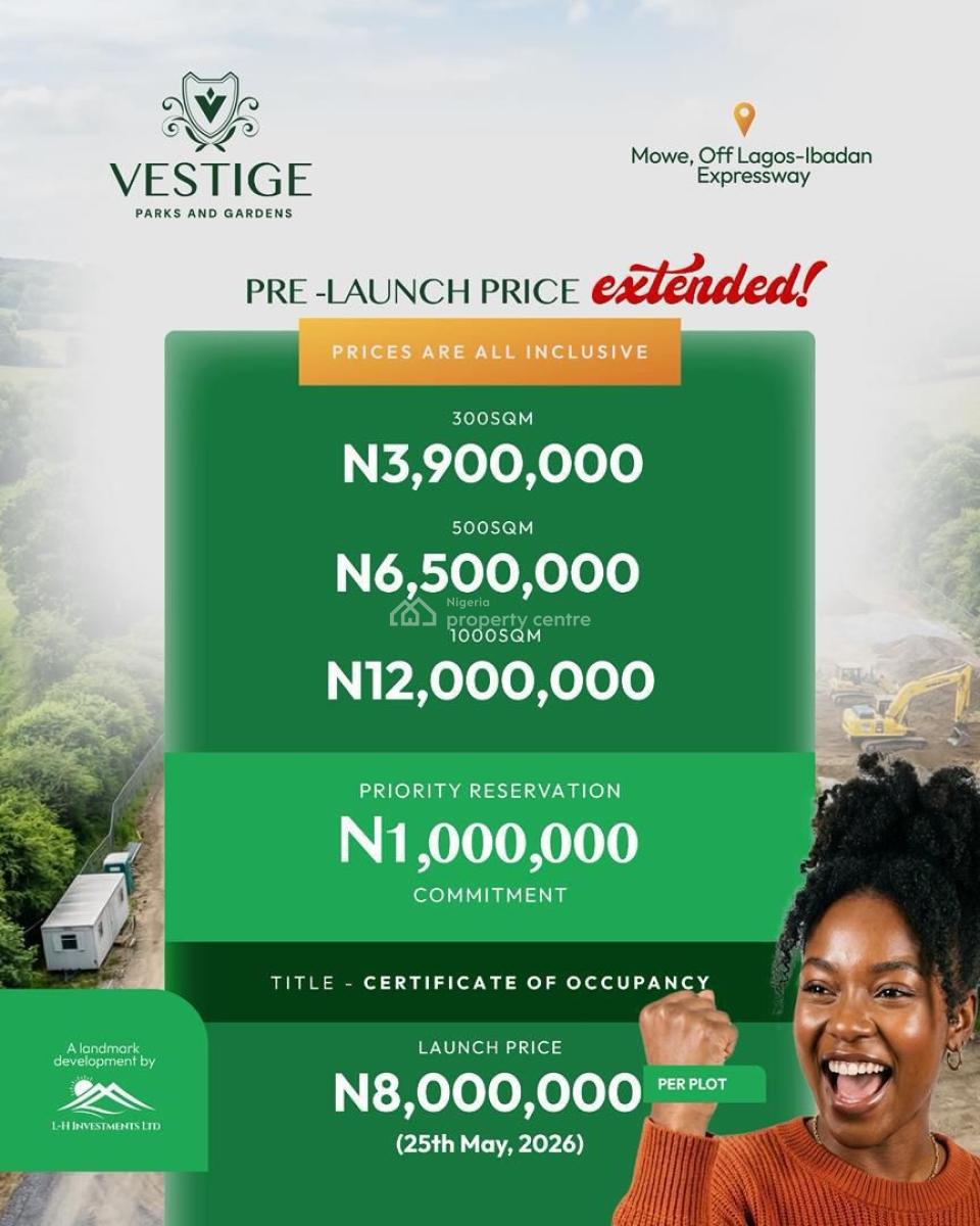 Own a C of O Land in Mowe From Just ₦1m Initial Deposit!, Vestige Park and Garden Estate, Share Landmark with Rccg, Mowe Ofada, Ogun, Mixed-use Land for Sale