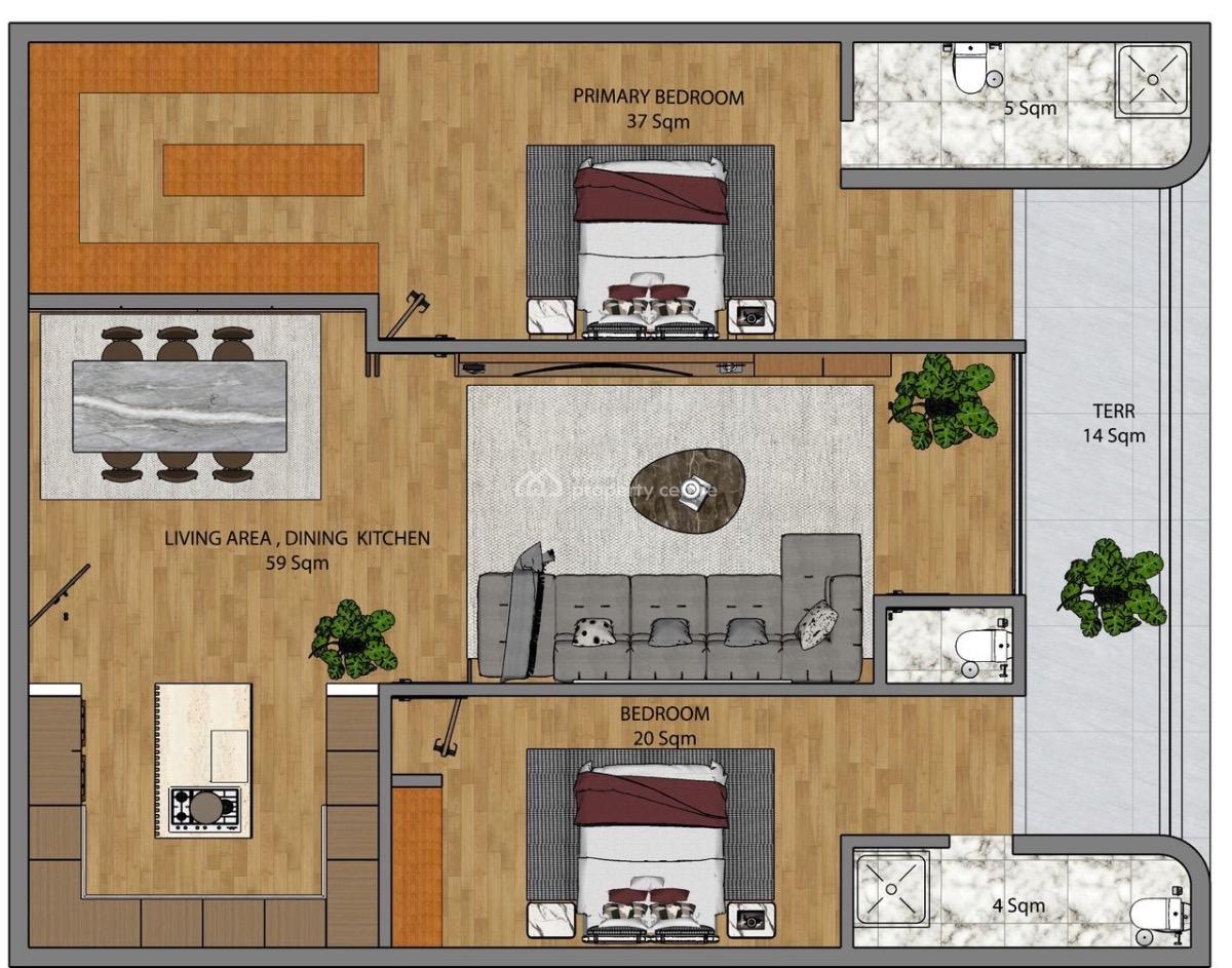 2 Bedrooms Maisonette with a Bq and Swimming Pool, Brum Height 11, Lekki Phase 1, Lekki, Lagos, House for Sale
