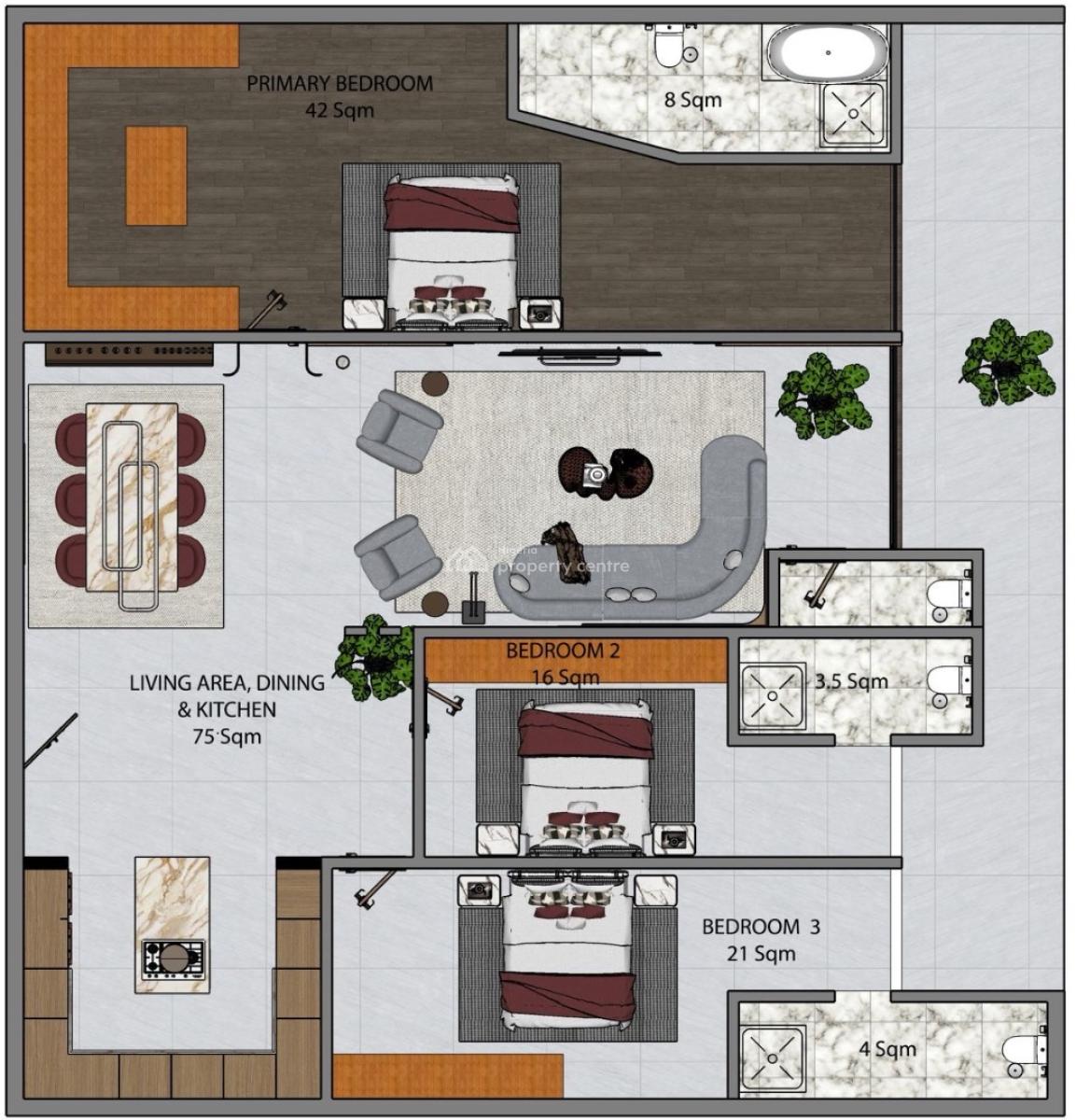 Brum Height 11 Offplan 3 Bedroom Apartment with a Bq, a Gym and Pool, Lekki Phase 1, Lekki Phase 1, Lekki, Lagos, Flat / Apartment for Sale