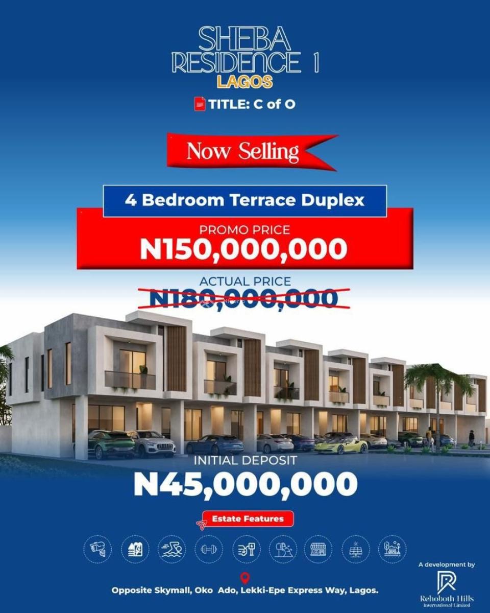 Sheba Residence, 4 Bedroom Modern Terrace Duplex Beside Novare Mall, Lagos Business School, Lufasi Nature Park, Pan-atlantic University, Lekki, Lagos, Terraced Duplex for Sale