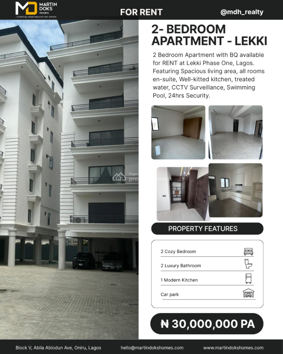 2 Bedroom Apartment with Bq Available, Lekki Phase 1, Lekki, Lagos, Flat / Apartment for Rent