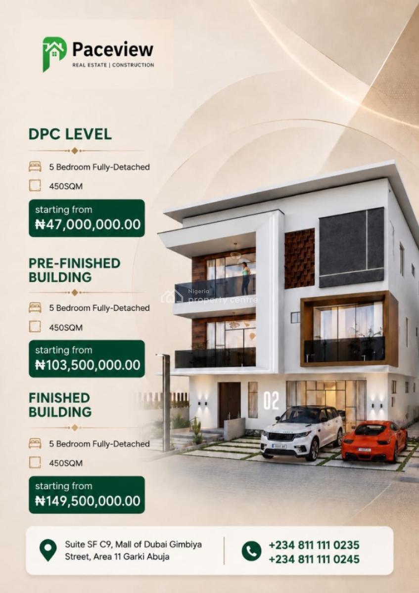 450sqm Pre- Finished 5bedroom Premium Fully Detached Duplex, Apo Hill/guzape 2 ,  Maliyah Estate, Apo, Abuja, Detached Duplex for Sale