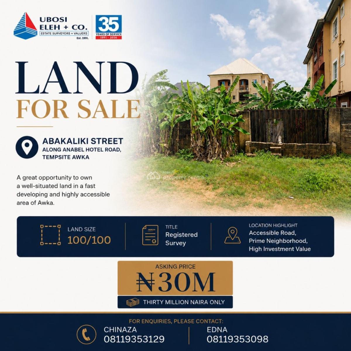 Land of 900sqm Available, Abakaliki Street, Awka, Anambra, Residential Land for Sale