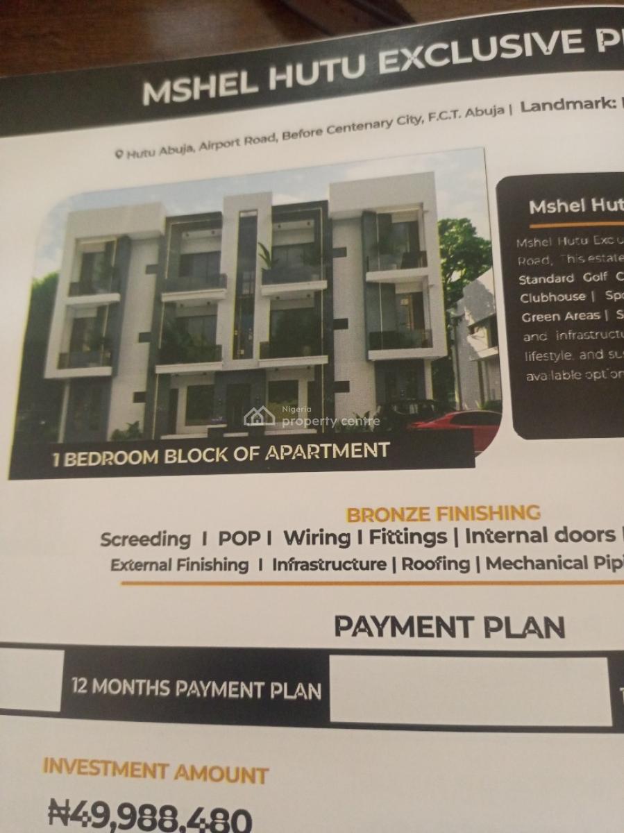 Hutu Exclusive Off Plan Block of Apartment, Before Centenary City, Lugbe District, Abuja, Flat / Apartment for Sale