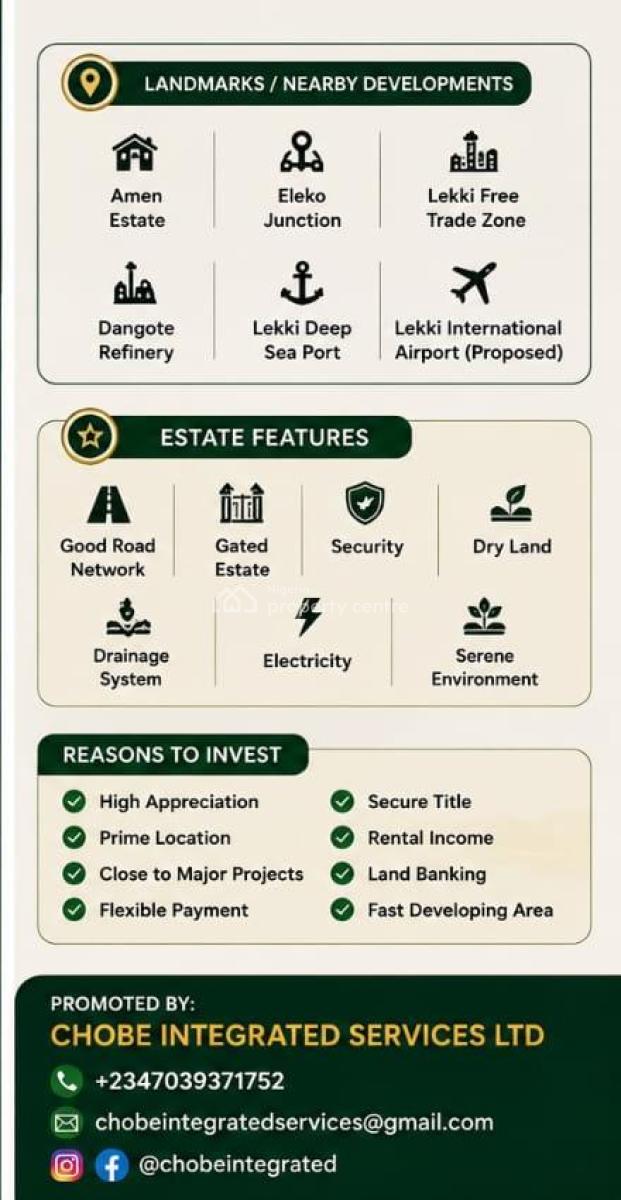 C of O Land, Eleko Junction, Eleko, Ibeju Lekki, Lagos, Residential Land for Sale