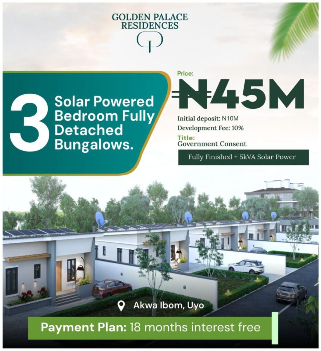 Off-plan Fully Detached Solar-powered 3 Bedroom Bungalows, Off Aka–nung Udoe–eket Road, Uyo, Akwa Ibom, Detached Bungalow for Sale