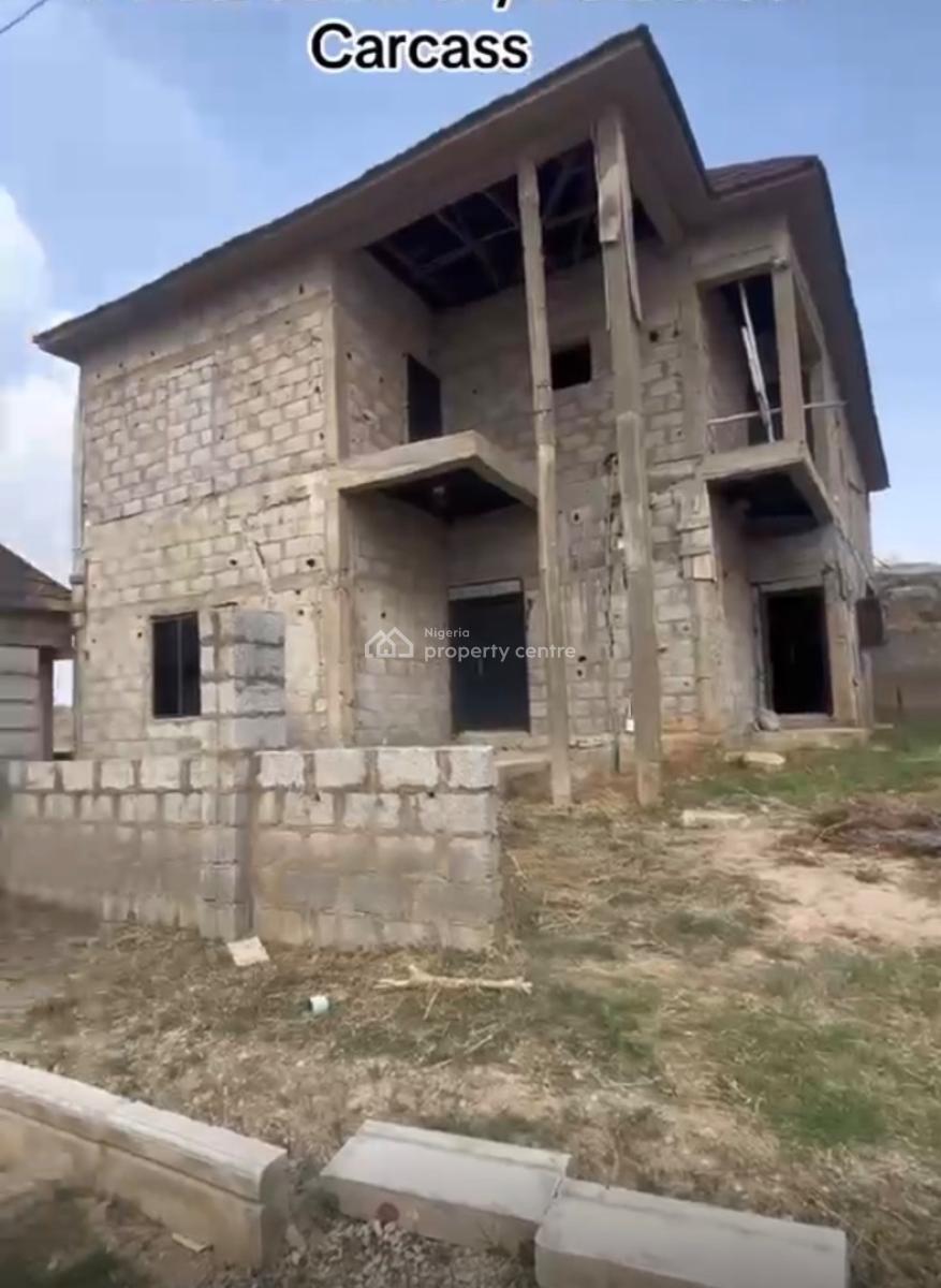 Spacious 5 Bedroom Fully Detached Carcass Duplex, Along Voice of Nigeria Radio Station Airport Road, Lugbe District, Abuja, Detached Duplex for Sale