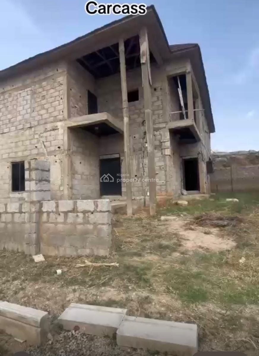 Spacious 5 Bedroom Fully Detached Carcass Duplex, Along Voice of Nigeria Radio Station Airport Road, Lugbe District, Abuja, Detached Duplex for Sale