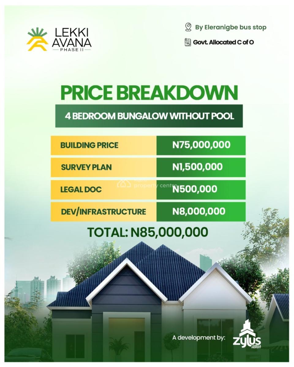 Luxurious Built 4 Bedroom Bungalow, Lekki Avana Phase 2, Eleranigbe, Ibeju Lekki, Lagos, Detached Bungalow for Sale