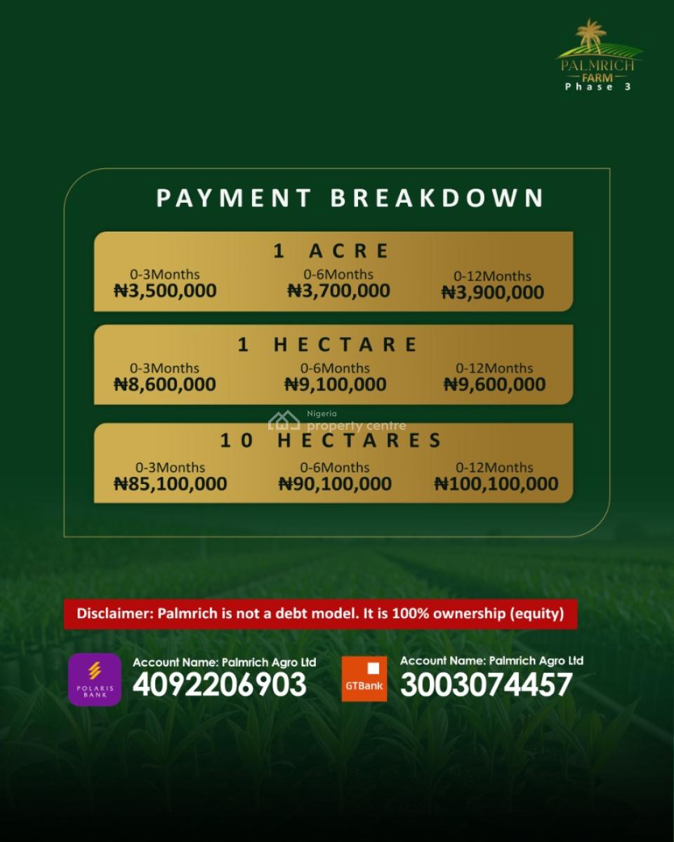Nova Palm Oil City( Palm Oil Farm), Nova Palm City Is Situated at Lmala Anigbado, Abeokuta North, Ogun, Commercial Land for Sale