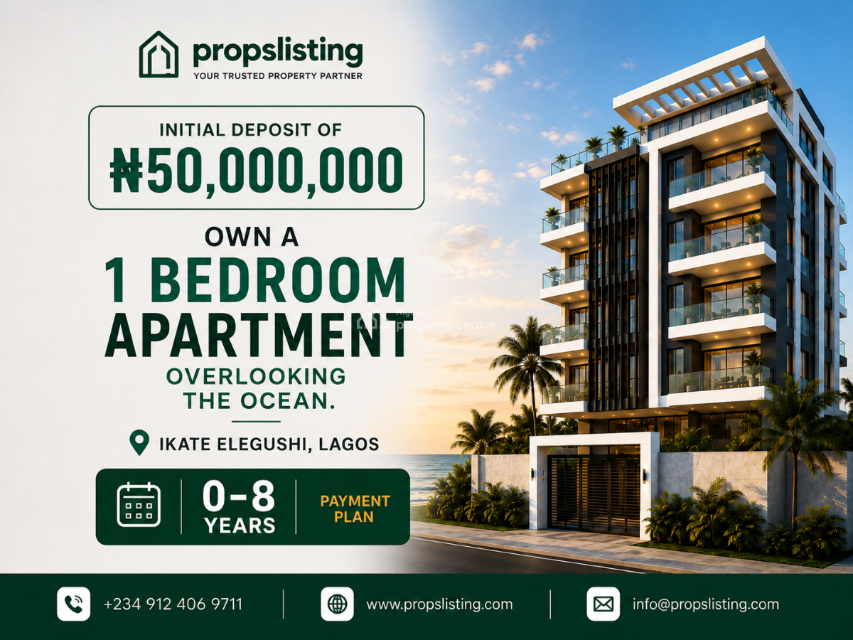 Oceanview 1 Bedroom Apartment with 8 Years Payment Plan, Ikate, Lekki, Lagos, Flat / Apartment for Sale