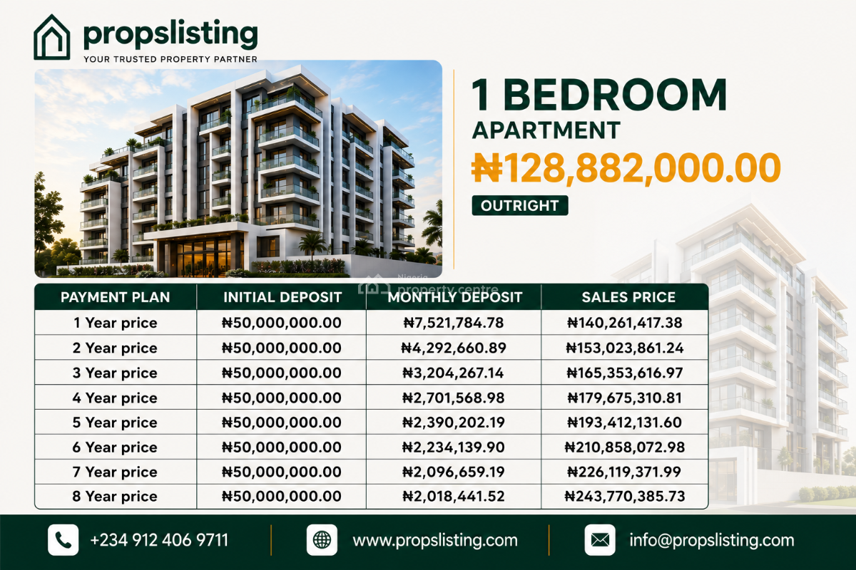 Oceanview 1 Bedroom Apartment with 8 Years Payment Plan, Ikate, Lekki, Lagos, Flat / Apartment for Sale