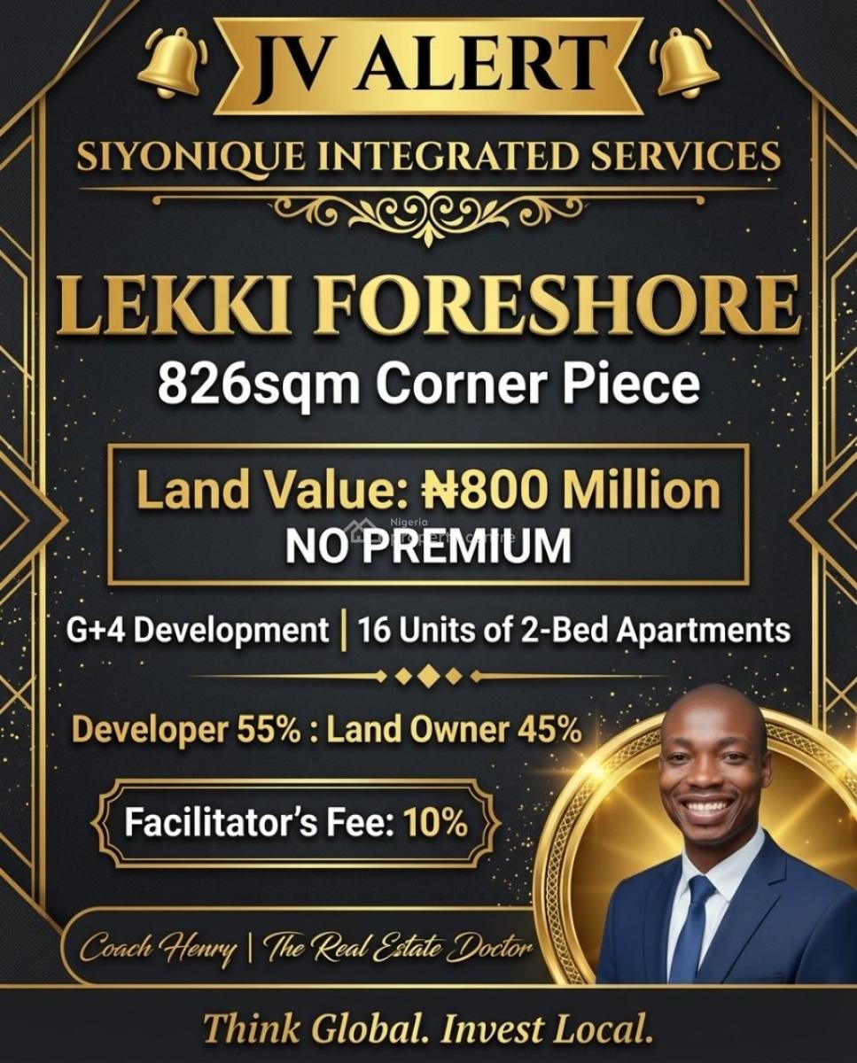 - a Rare Corner Piece Jv Opportunity for Visionary Developersbuild The, Lekki Foreshore, Lekki Phase 1, Lekki, Lagos, Flat / Apartment Joint Venture