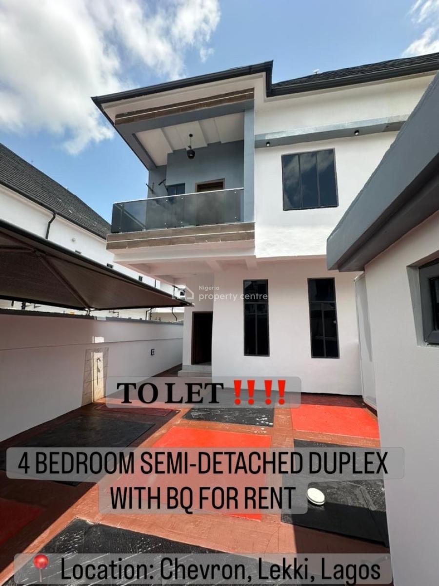4 Bedroom Semi-detached Duplex with Bq, Chevron, Lekki, Lagos, Semi-detached Duplex for Rent
