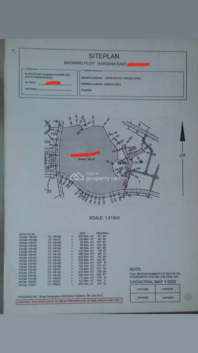 Amassive 194 Hectares of Solid Dry Bareland., Karsana East, Karsana, Abuja, Mixed-use Land for Sale
