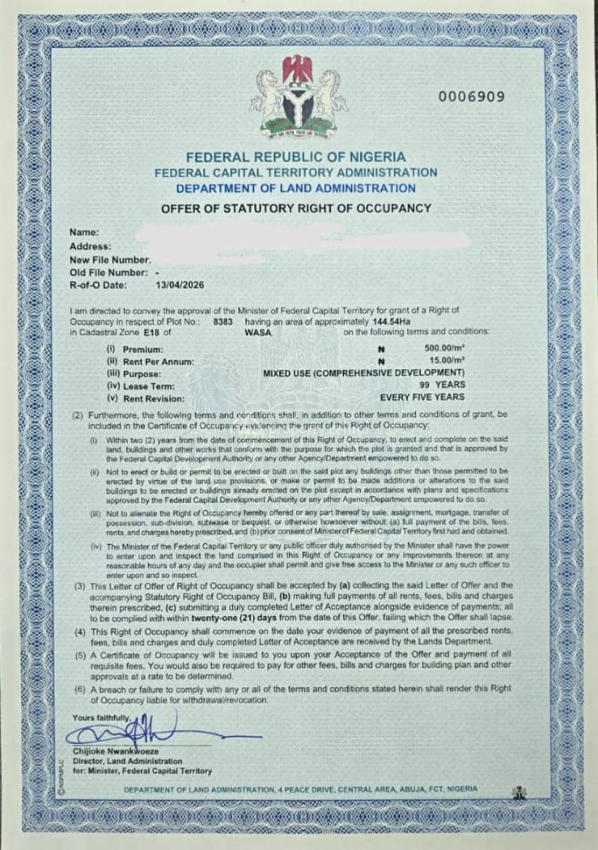 144.54 Hectares of Land Mixed Used Comprehensive Development, Apo Wasa, Apo, Abuja, Mixed-use Land for Sale
