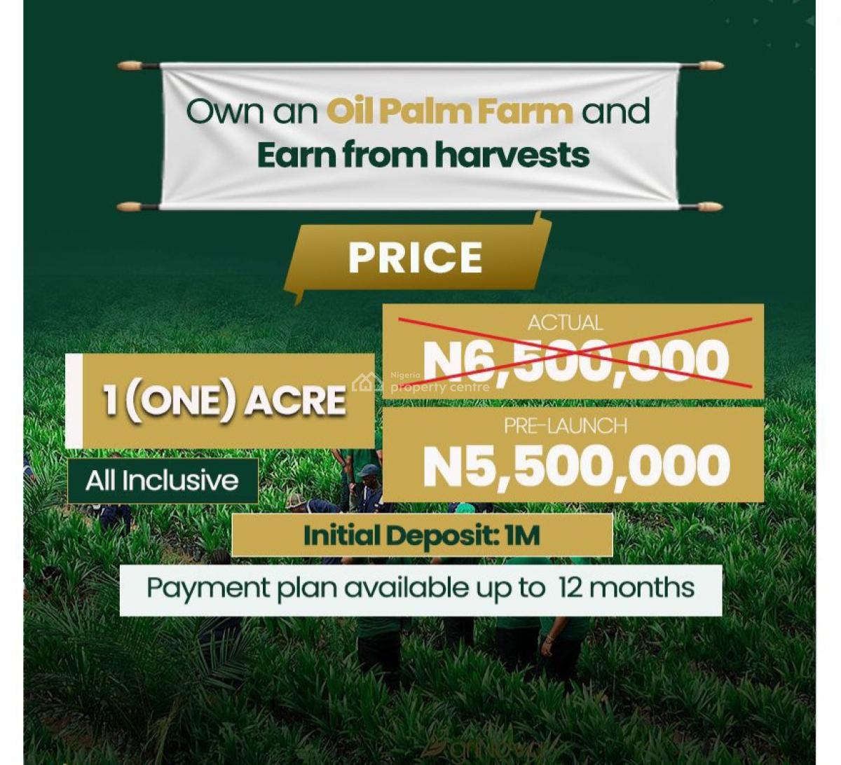 Agric Investment Palm Oil 3000 Sqm Mega Farm  Land, Nova Mega Farm Imala-anigbado, Abeokuta North, Ogun, Land for Sale