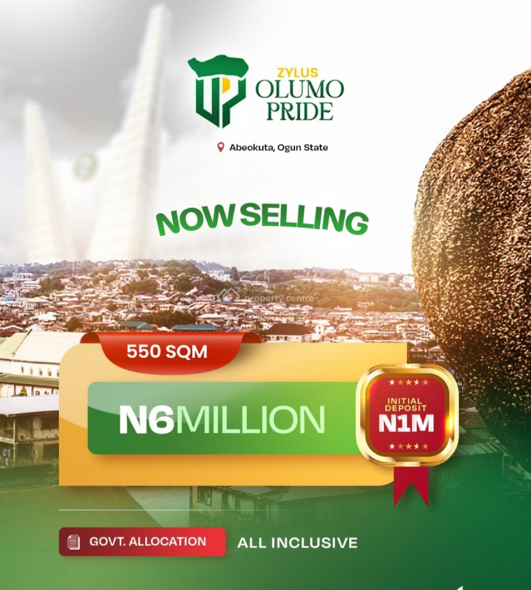 Abeokuta Olumo Rock Luxry 550 Sqm Land, Olumo Rock Abeokuta Ogun State, Abeokuta North, Ogun, Land for Sale