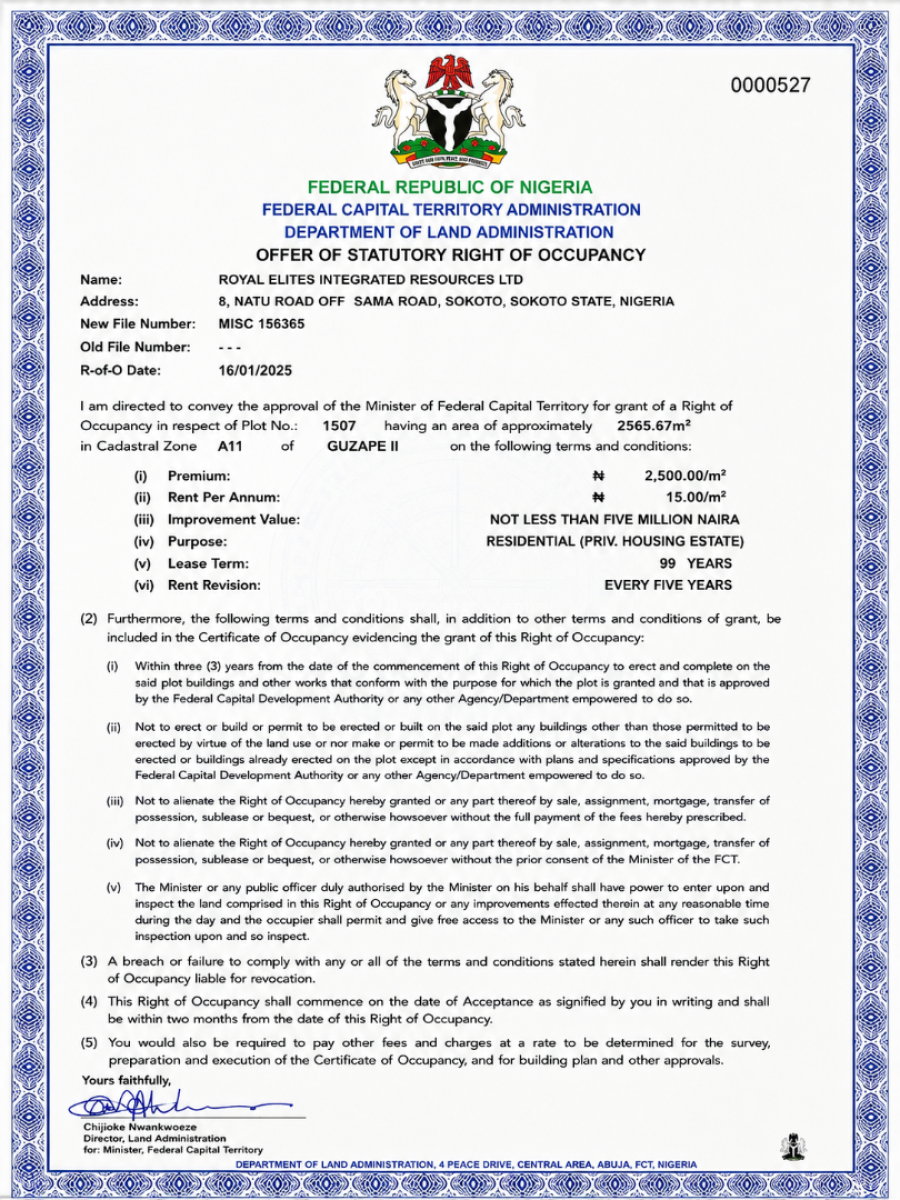 Premium Residential Land in Guzape Ii Abuja, Guzape 2, A11, Guzape District, Abuja, Residential Land for Sale