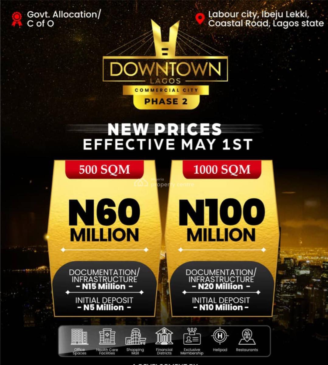 Commercial Land with Government Allocated C of O, Downtown Lagos Commercial City Phase 2, Ibeju Lekki, Lagos, Commercial Land for Sale