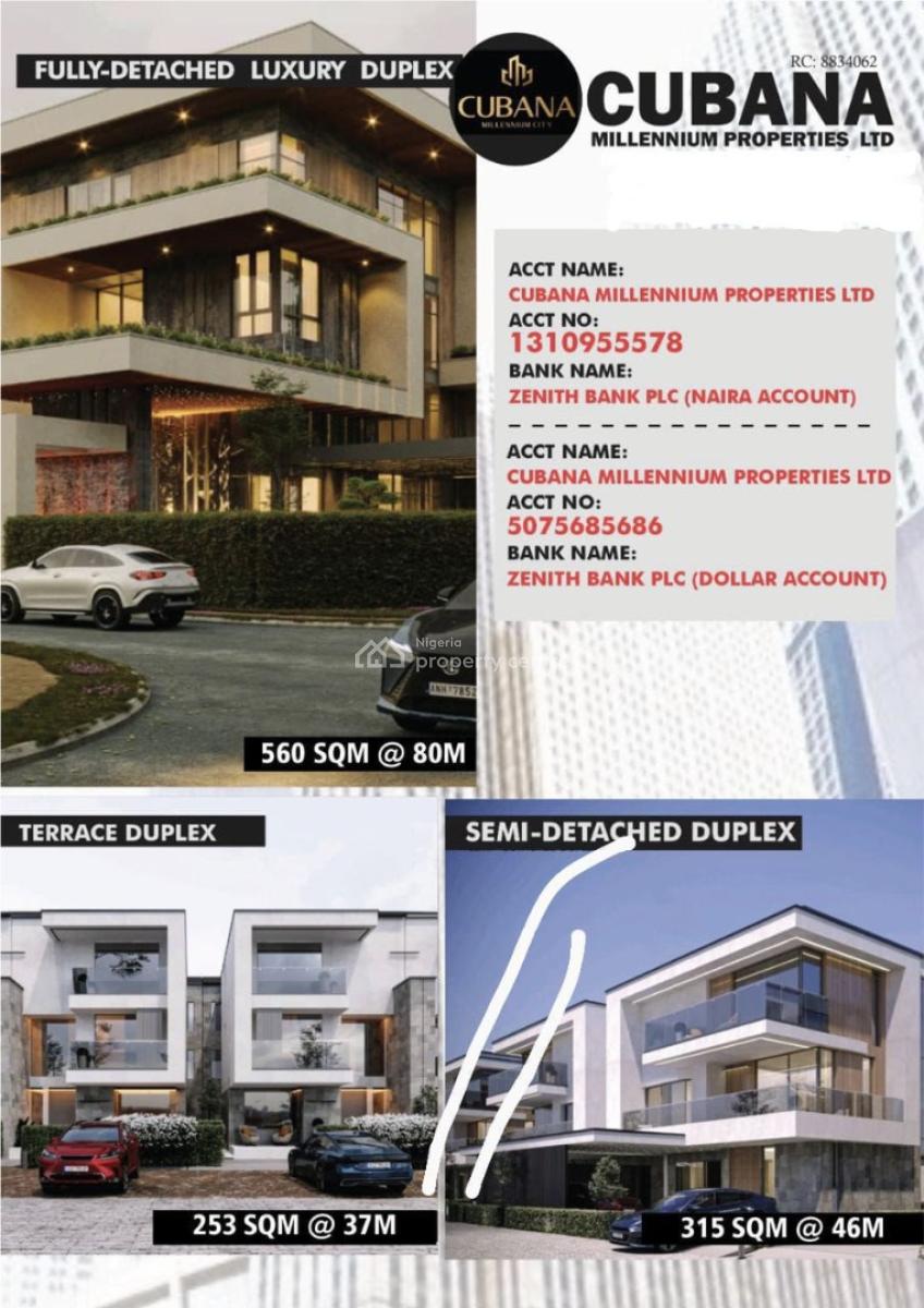 Own a Luxury Duplex Plot, Cubana Millennium City,benin Onitsha Express Way, Asaba, Delta, House for Sale