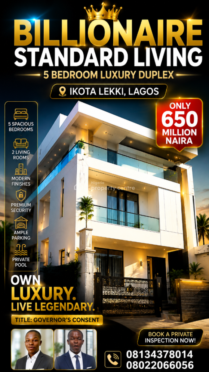 Billionaire Luxury 5 Bedroom Duplex, Ikota Gra, Ikota, Lekki, Lagos, Detached Duplex for Sale