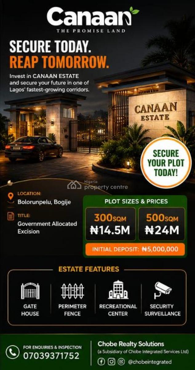 Luxury Dry Land in a Strategic Location, Cannan Estate, Ibeju Lekki, Lagos, Residential Land for Sale