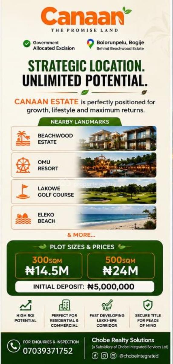 Luxury Dry Land in a Strategic Location, Cannan Estate, Ibeju Lekki, Lagos, Residential Land for Sale