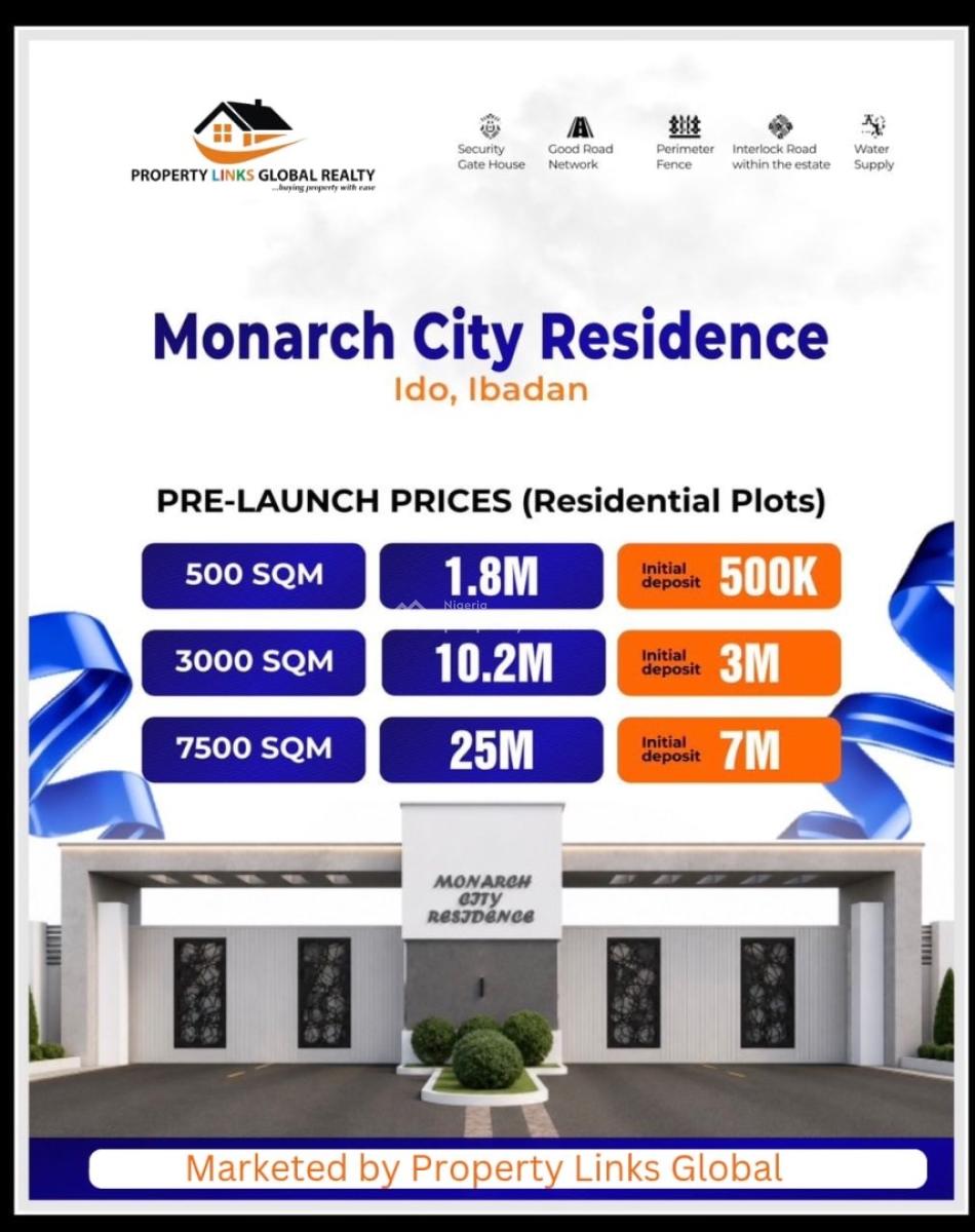 Residential Land with C of O, Monarch City Residence ,eruwa Road, Eleyele, Ido, Oyo, Residential Land for Sale