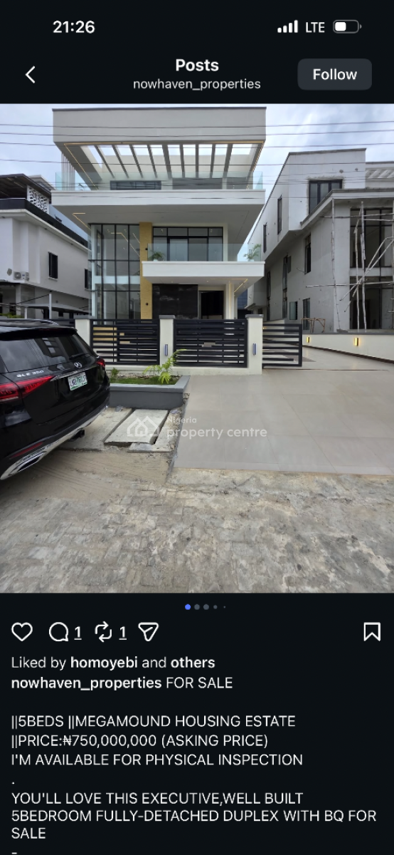 Luxury Built Andcontemporary Finished 5 Bedroom Detached House +cinema, Megamound Estate Lekky  County Homes, Lekki Phase 2, Lekki, Lagos, Detached Duplex for Sale