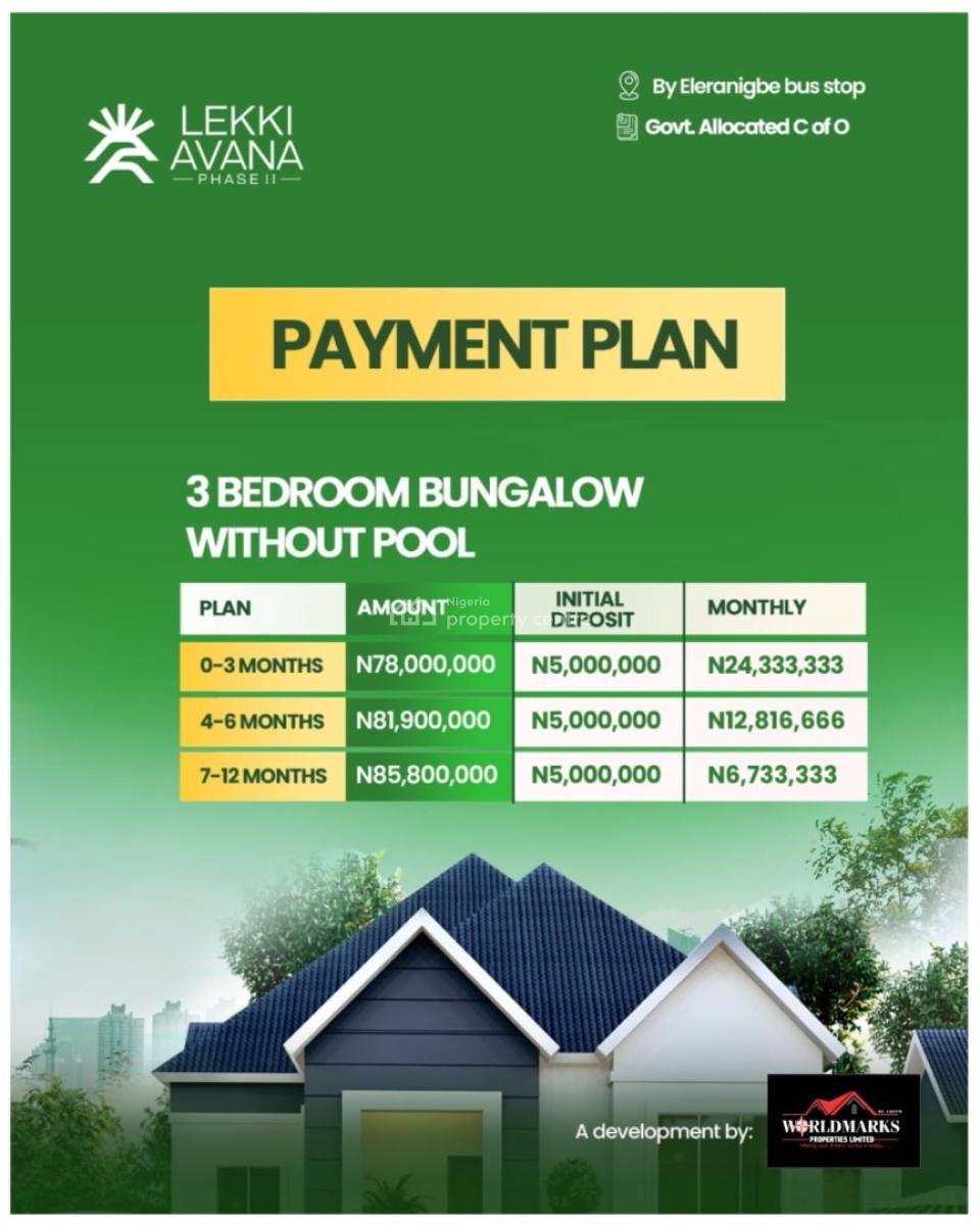 3 Bedroom Detached Bungalow with Bq, Lekki Avana Bungalows Elerengbe Road, Ibeju Lekki, Lagos, Detached Bungalow for Sale