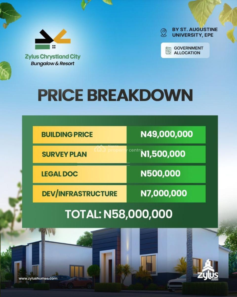 3 Bedroom Bungalow Plus Bq, Zylus Chrystland Bungalow & Resort, Epe, Lagos, Detached Bungalow for Sale