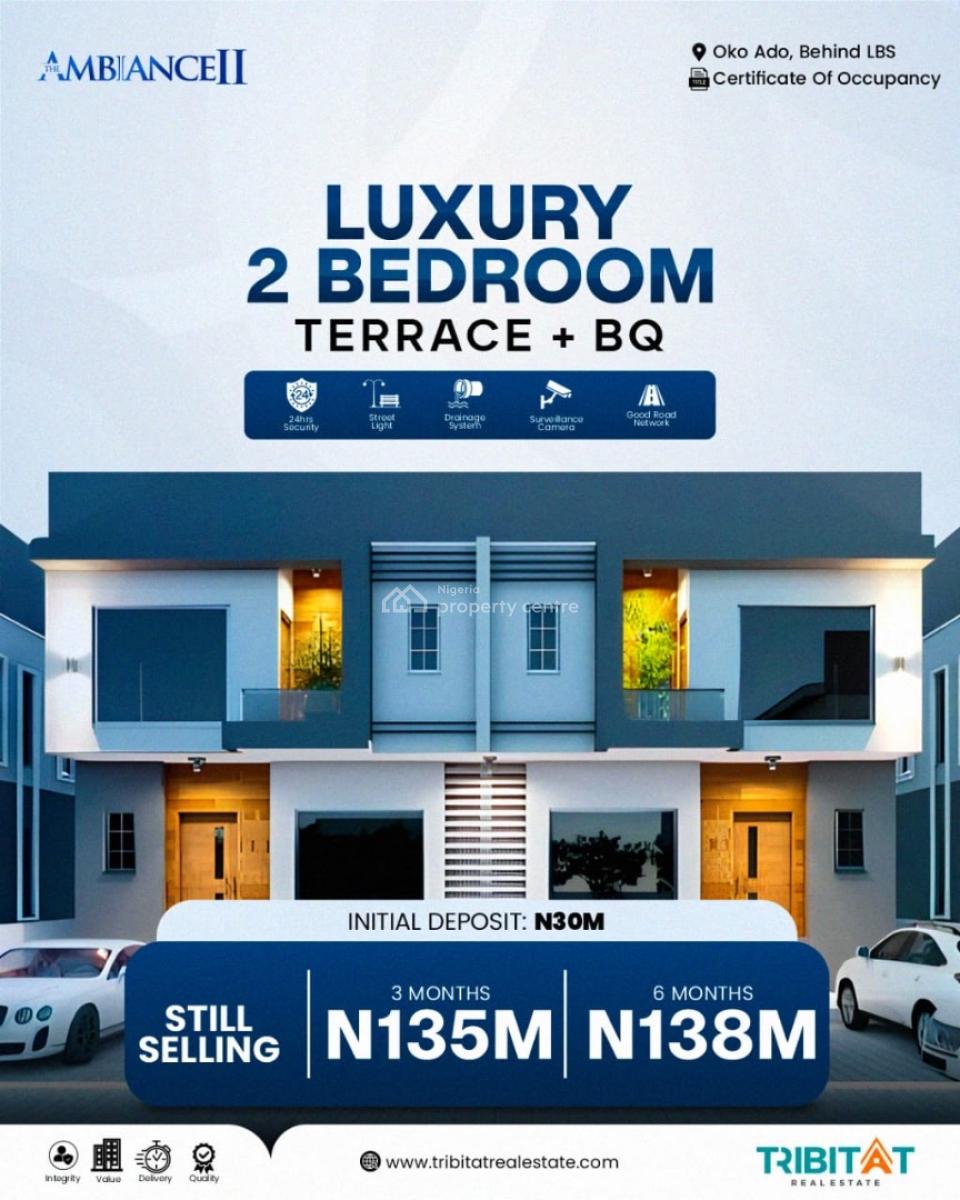 2 Bedroom Terrace with Bq, Ambiance Ii  Luxury Estate, Sangotedo, Ajah, Lagos, Terraced Duplex for Sale