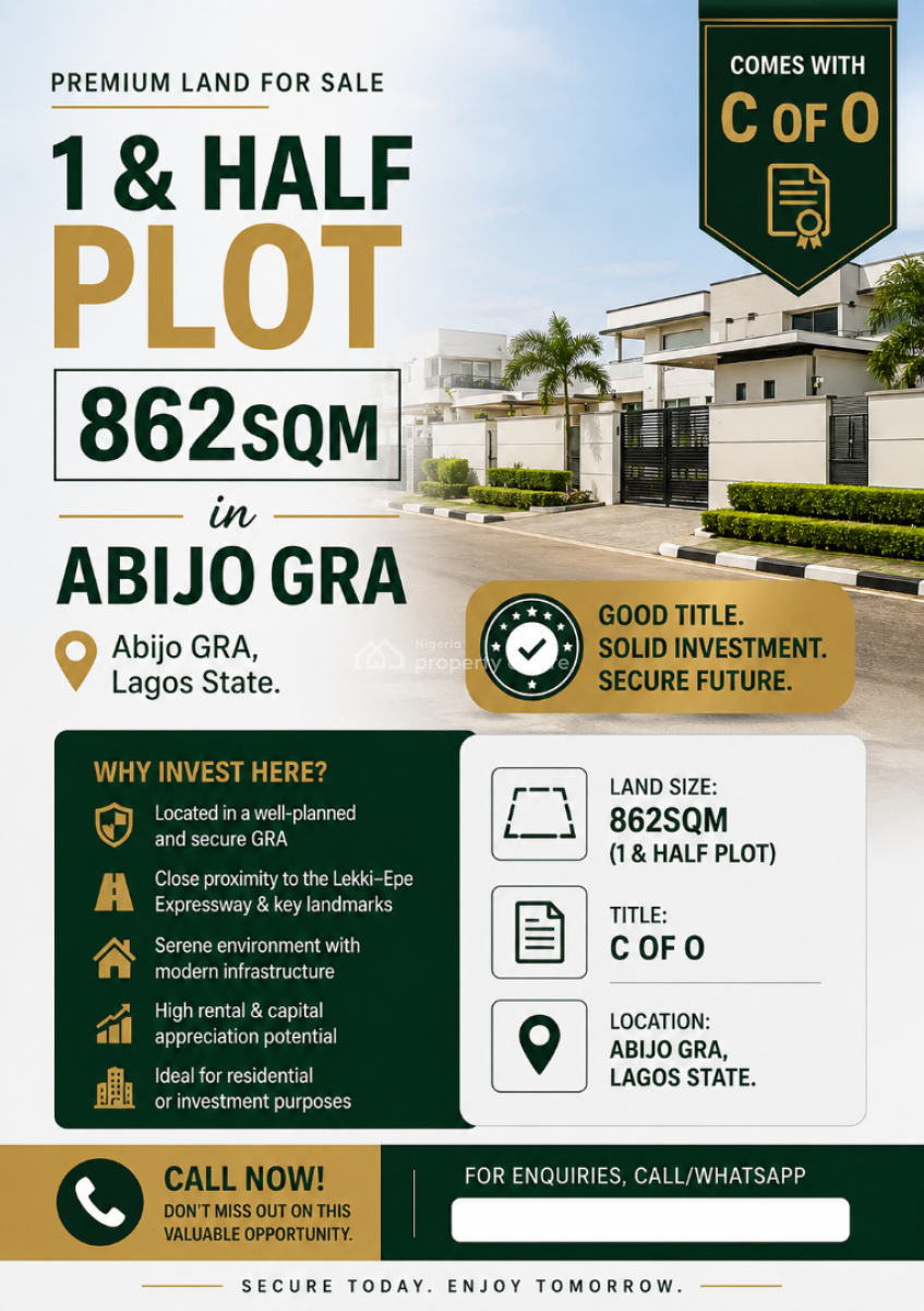 a Plot and Half Land Is Available, Abijo Gra, Abijo, Lekki, Lagos, Mixed-use Land for Sale