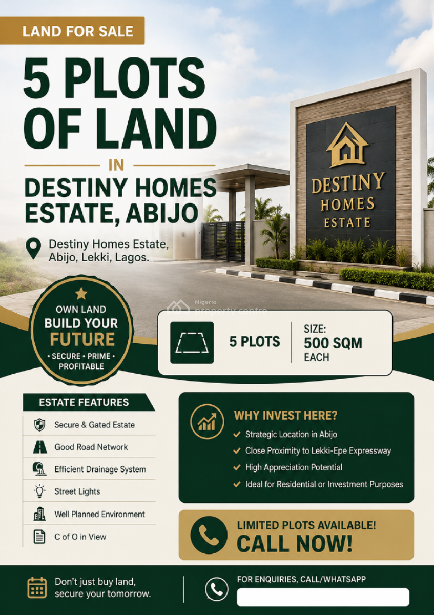 5 Plots of Land Available, Destiny Homes, Abijo, Abijo, Lekki, Lagos, Mixed-use Land for Sale