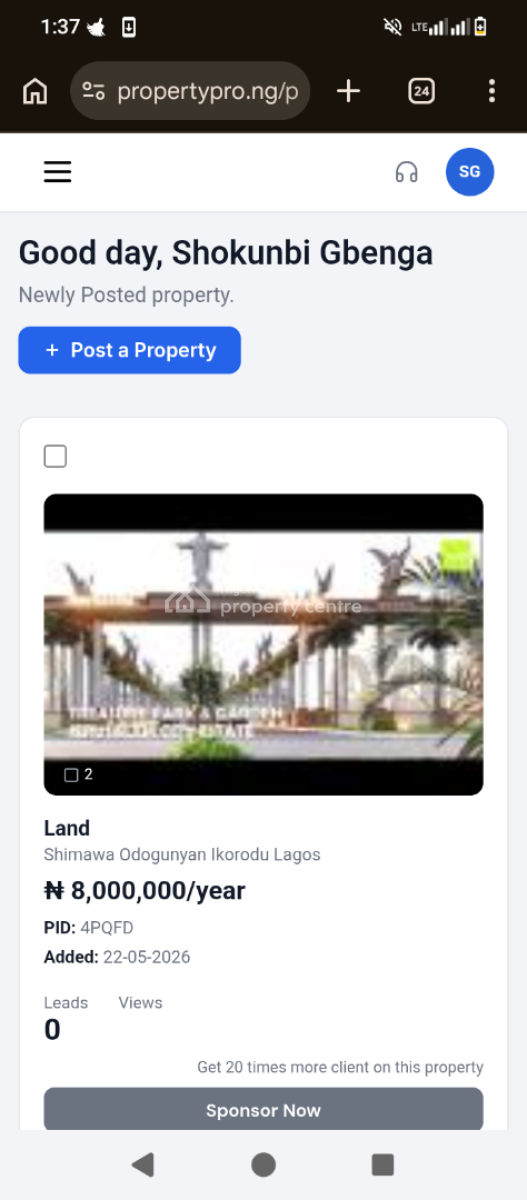Land, Shimawa, Km 46, Ogun, Residential Land for Sale
