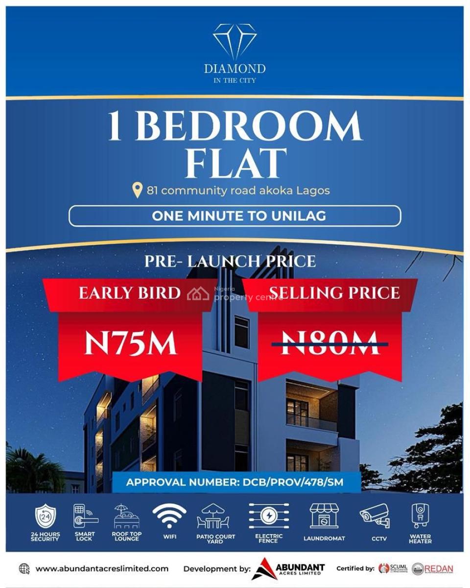 Diamond in The City Apartments, Opposite Unilag, Akoka, Yaba, Lagos, Mini Flat (room and Parlour) for Sale