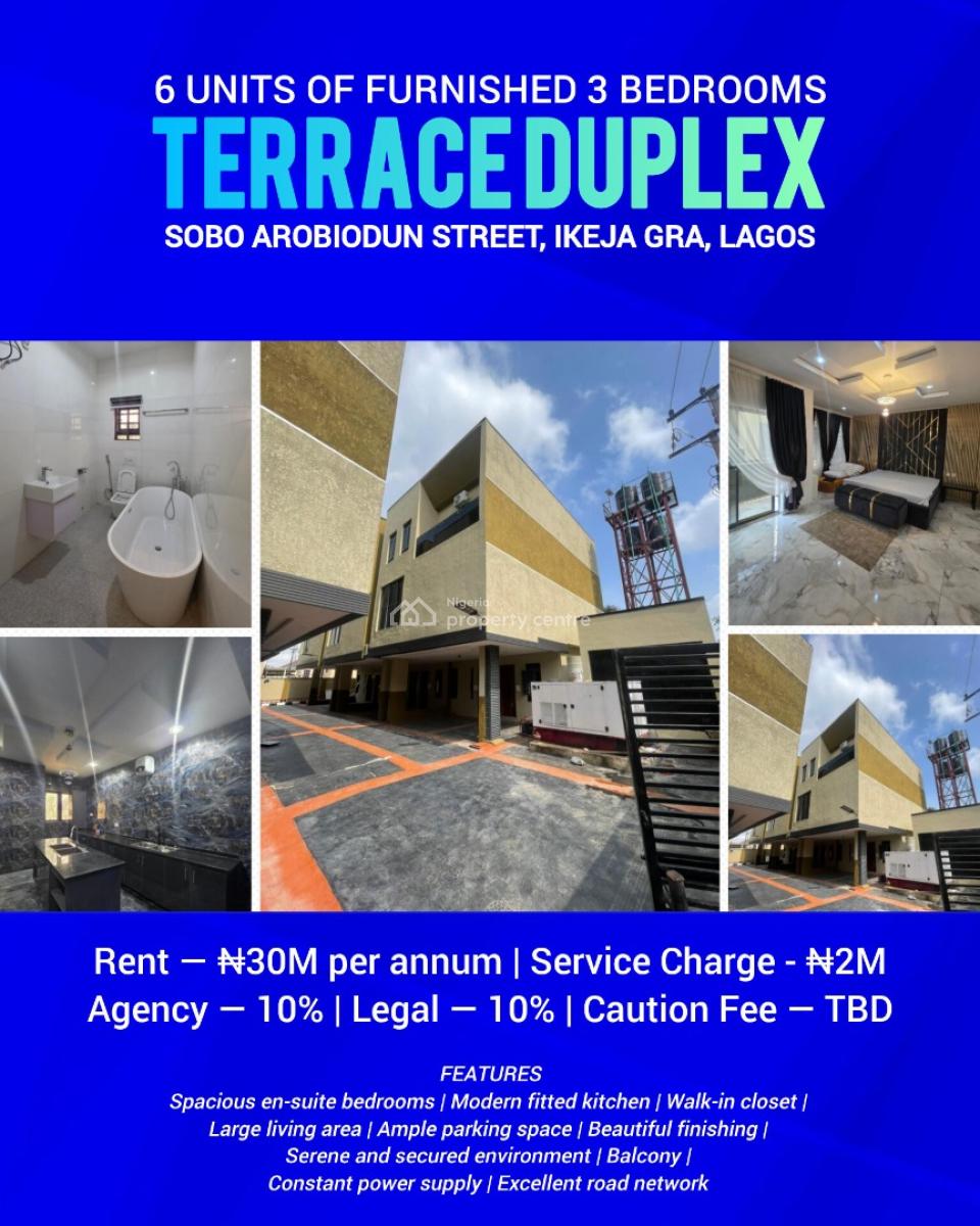 6 Units of 3 Bedrooms Terrace Duplex, Ikeja Gra, Ikeja, Lagos, Terraced Duplex for Rent