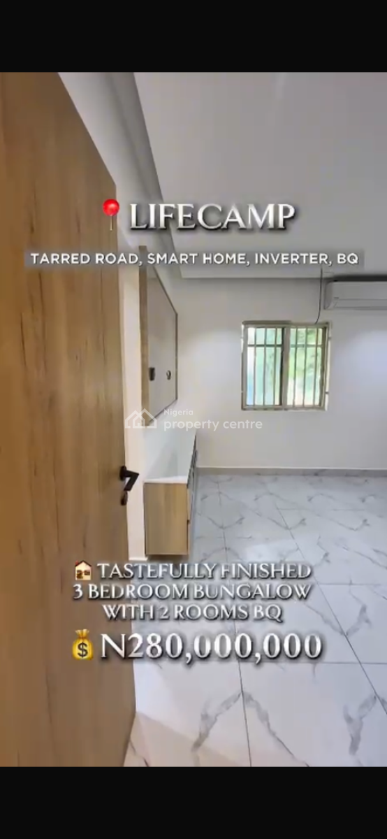 Lifecamp Listing ️   3 Bedroom Bungalow with 2 Rooms Bq Up, Life Camp, Abuja, House for Sale